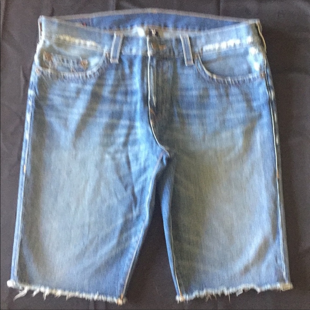 True Religion shorts, size 40 mid-wash cutoff